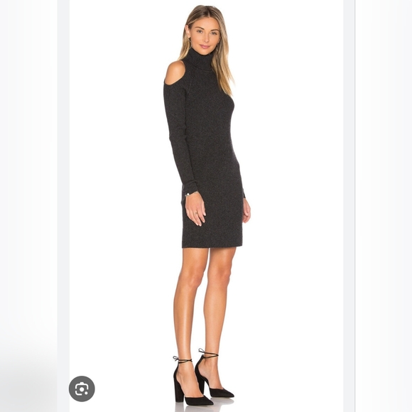360 Cashmere Black Ivana Cold Shoulder Cashmere Sweater Dress NWT Size Small - Picture 12 of 12